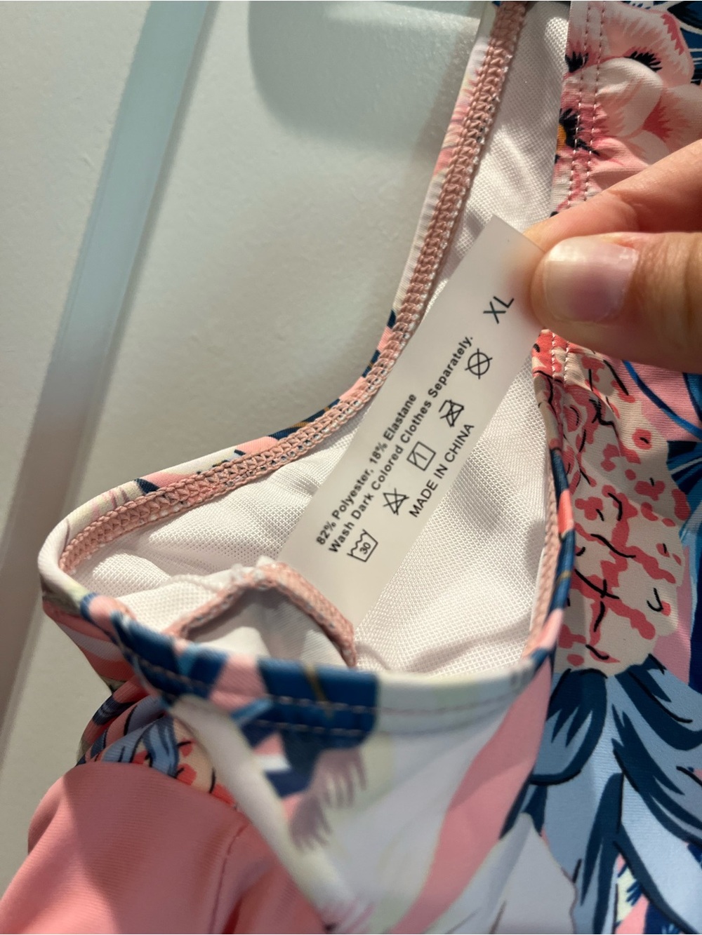 XL Women’s Pink Tropical Floral Tankini with Waist Tie - Picture 5 of 5